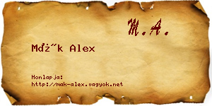 Mák Alex névjegykártya